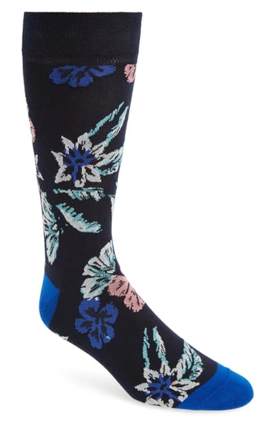 Shop Ted Baker Floral Socks In Navy