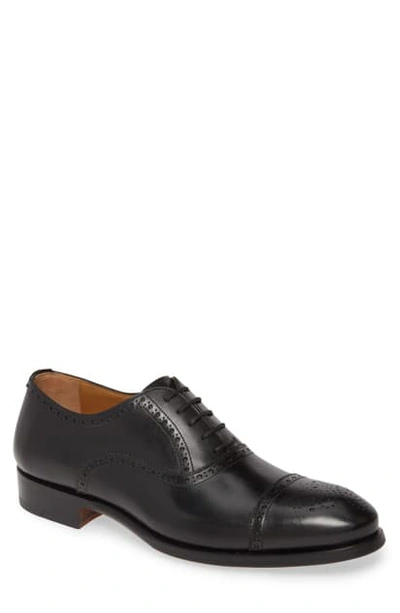 Shop Magnanni Elliott Cap Toe Oxford In Black Leather