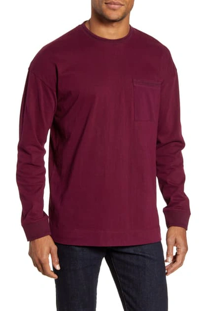 Shop Ted Baker Speedin Long Sleeve Slim Fit Pocket T-shirt In Dark Red