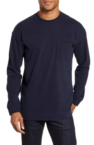 Shop Ted Baker Speedin Long Sleeve Slim Fit Pocket T-shirt In Navy