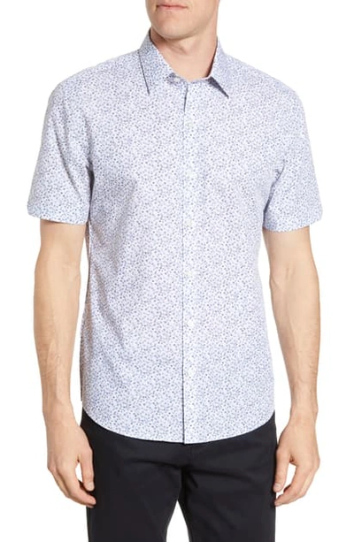 Shop Zachary Prell Wilkins Regular Fit Floral Short Sleeve Button-up Shirt In Blue