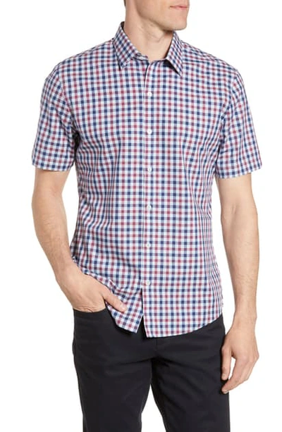 Shop Zachary Prell Starr Regular Fit Check Short Sleeve Button-up Shirt In Red