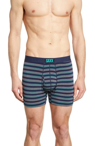 Shop Saxx Ultra Boxer Briefs In Navy/ Mango Cane Stripe