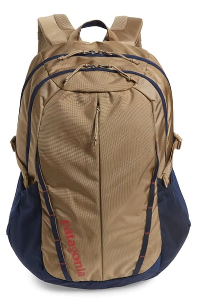 Shop Patagonia 28 Liter Refugio Nylon Backpack In Mohave Khaki W/ Classic Navy