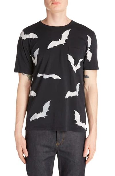 Shop Saint Laurent Bat Print Pocket T-shirt In Black