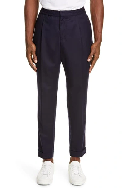 Shop Officine Generale Drew Crop Wool Flannel Pants In Charcoal