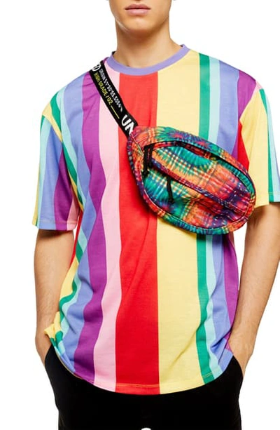 Shop Topman Rainbow Stripe T-shirt In Yellow Multi