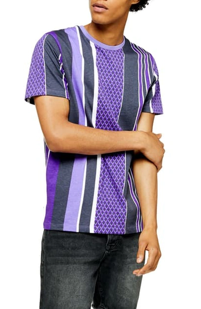 Shop Topman Stripe T-shirt In Purple Multi