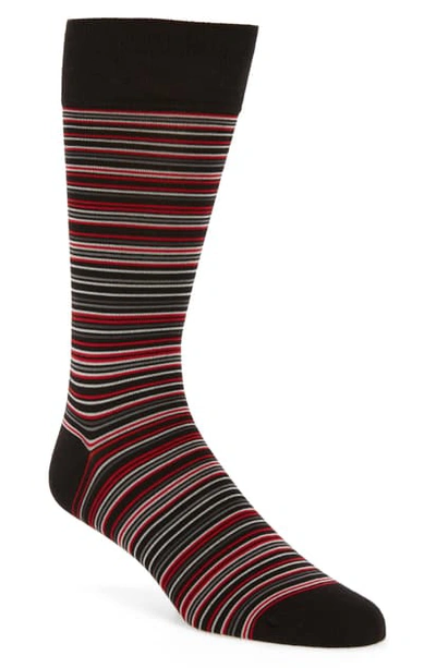 Shop Cole Haan Multi Stripe Crew Socks In Red Stripe/ Black