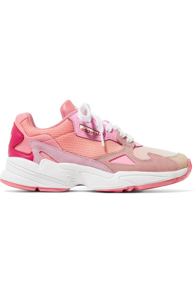 adidas falcon mesh suede and leather sneakers