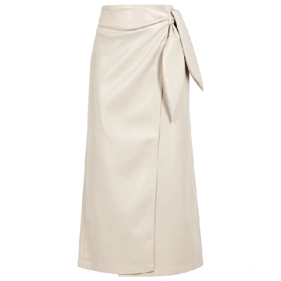 Shop Nanushka Amas Stone Faux Leather Midi Wrap Skirt