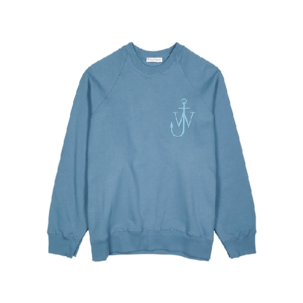 Jw Anderson Blue Logo-embroidered Cotton Sweatshirt | ModeSens