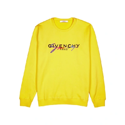 Shop Givenchy Yellow Logo Cotton Sweatshirt