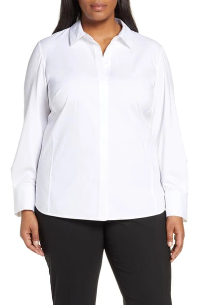 Lafayette 148 Pandita Chain Trim Blouse In White