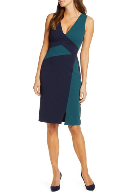 vince camuto colorblock sheath dress