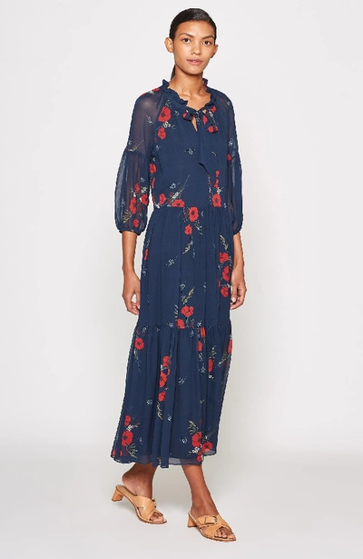 Shop Joie Saffrona Silk Dress In Midnight
