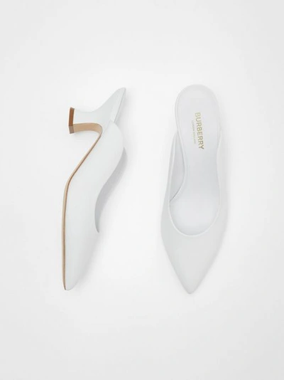 Shop Burberry Leather Point-toe Mules In White