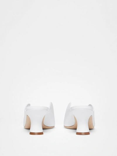 Shop Burberry Leather Point-toe Mules In White