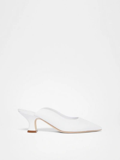 Shop Burberry Leather Point-toe Mules In White