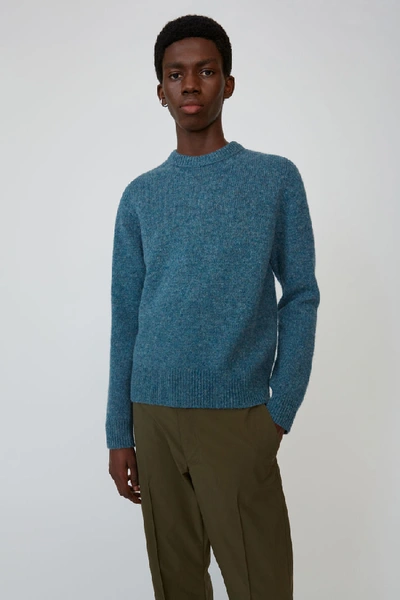 Shop Acne Studios Kai Mineral Blue Melange In Regular Crewneck Sweater