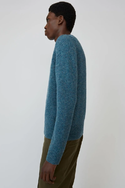Shop Acne Studios Kai Mineral Blue Melange In Regular Crewneck Sweater