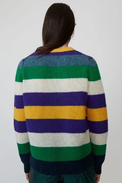 Shop Acne Studios Striped Crewneck Sweater Green Multicolor