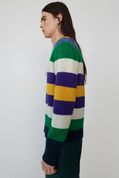 Shop Acne Studios Striped Crewneck Sweater Green Multicolor