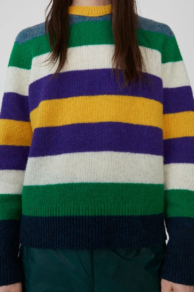 Shop Acne Studios Striped Crewneck Sweater Green Multicolor