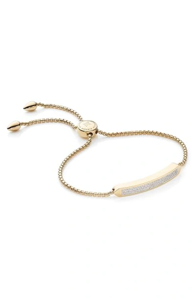 Shop Monica Vinader Baja Skinny Pave Diamond Bracelet In Yellow Gold