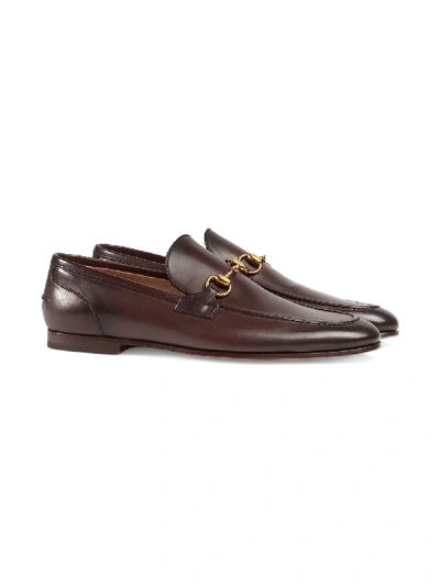 Shop Gucci Jordaan Leather Loafers - Men's - Leather In Brown