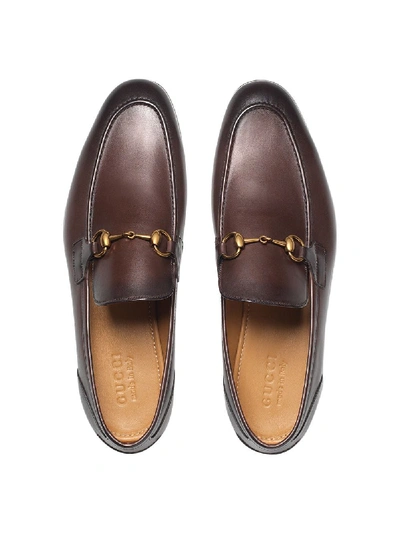 Shop Gucci Brown Jordaan Leather Loafers