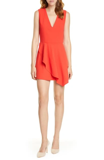 Shop Alice And Olivia Callie Asymmetrical Minidress In Cherry