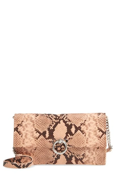 Shop Rebecca Minkoff Jean Convertible Leather Clutch - Pink In Rosewood