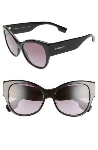 Shop Burberry 54mm Butterfly Sunglasses In Black/ Black Gradient