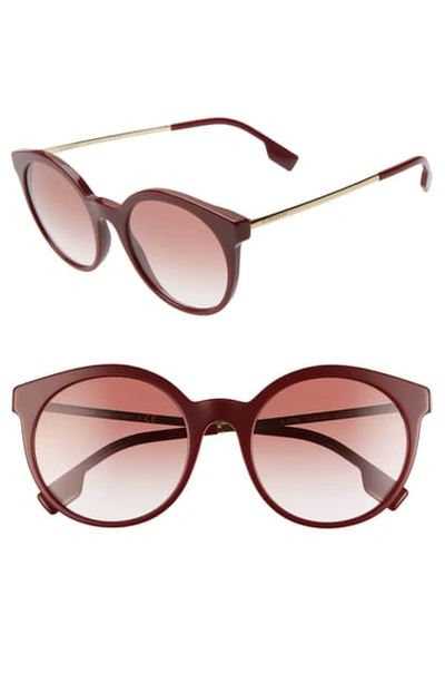 Shop Burberry 53mm Round Sunglasses In Bordeaux/ Bordeaux Gradient