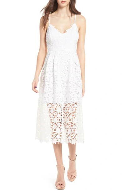 Shop Astr Lace Midi Dress In White