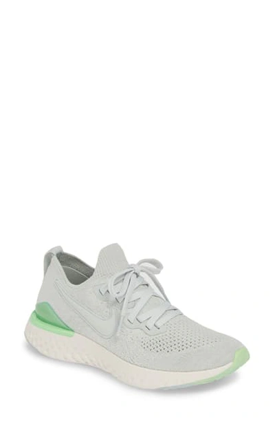 Shop Nike Epic React Flyknit 2 Running Shoe In Light Silver/ Spruce Fog