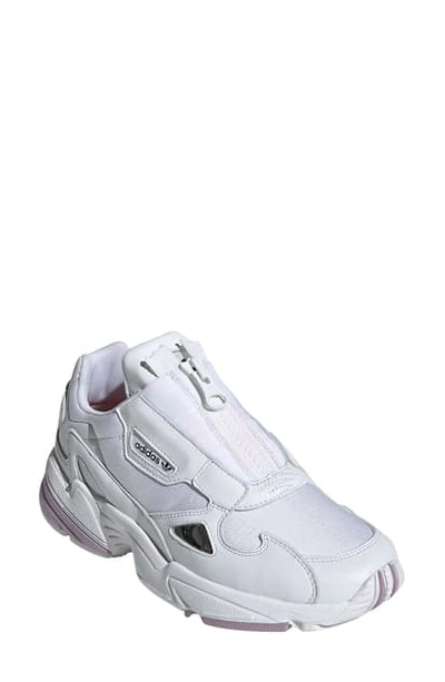 Adidas Originals Falcon Zip Sneaker In White/ Orange/ Soft Vision | ModeSens