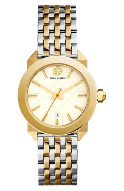 Shop Tory Burch Whitney Bracelet Watch, 35mm In Gold/ Ivory/ Silver