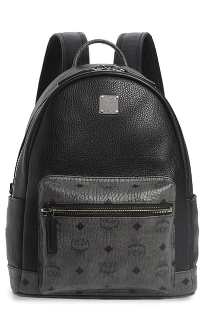 Shop Mcm Small Leather & Visetos Canvas Backpack In Black