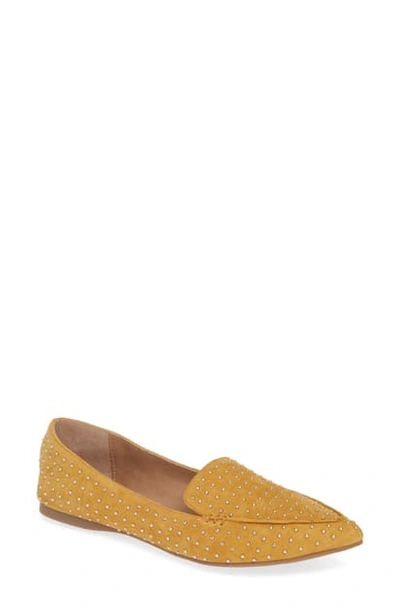 Shop Steve Madden Feather Studded Loafer In Mustard Suede