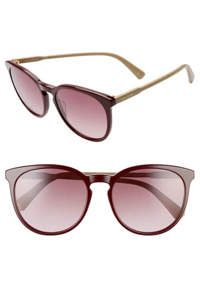 Shop Longchamp 56mm Round Sunglasses In Burgundy/ Beige
