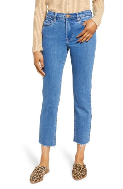 Shop Blanknyc The Madison Straight Leg Crop Jeans In Varsity Blue