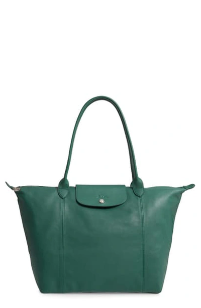 Shop Longchamp Le Pliage Cuir Leather Tote - Green (nordstrom Exclusive) In Emerald Green