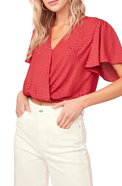 Shop Astr Short Sleeve Jacquard Top In Red