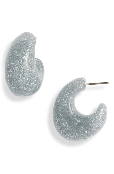 Shop Kate Spade Glitter Huggie Earrings In Silver