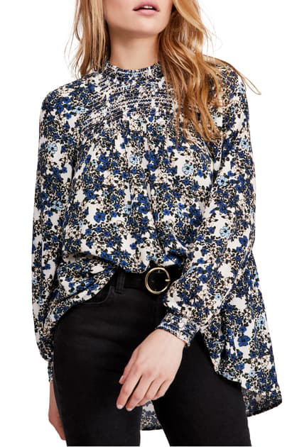 free people flowers in her hair smock detail tunic top