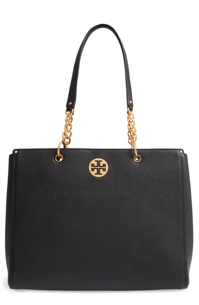 Tory Burch Everly Leather Tote In Black | ModeSens