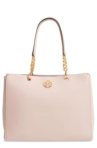 Tory Burch Everly Leather Tote In Shell Pink | ModeSens