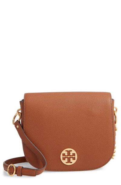 Tory Burch Everly Flap Saddle Brown Leather Shoulder Bag